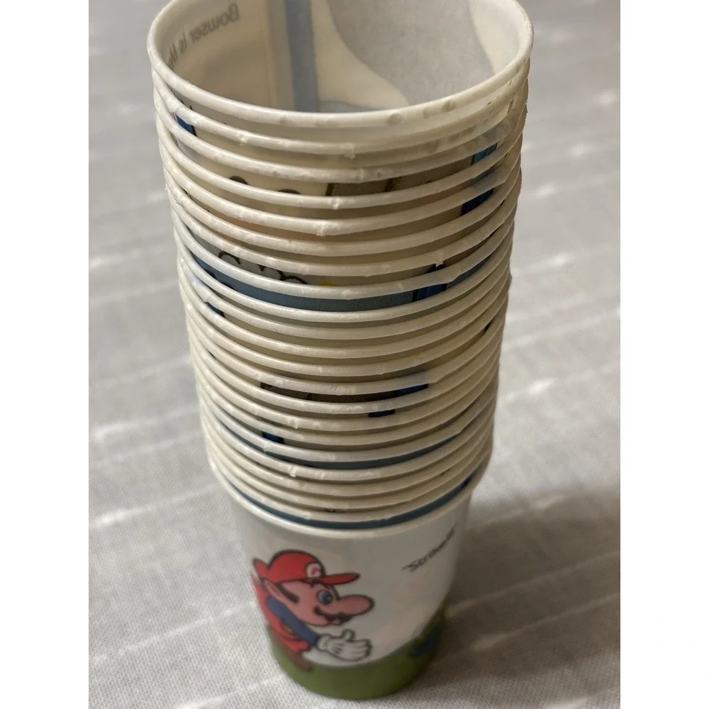 RARE 22 Vintage Super Mario Nintendo 1989 Retro Dixie Cups Bowser USA made